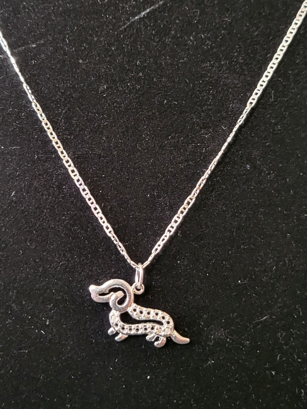 Silver Dachshund Pendant Necklace -18 Inch Silver Mariner Chain Included